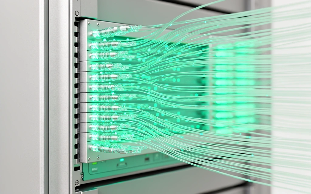 Fiber optic cables showing precision data flow